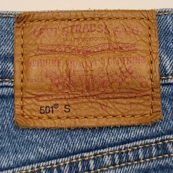 Levi's 501 S Skinny Straight Leg Jeans Blue Denim Button Fly Front 27 - Picture 11 of 16